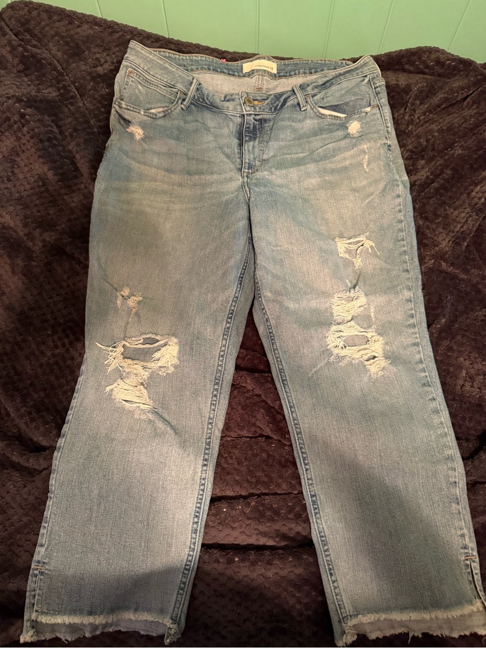 Maurices Light Blue Distressed Straight Leg Jeans